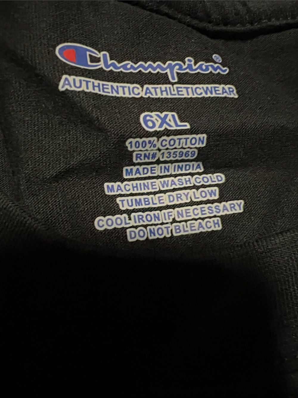 Champion Black Logo Graphic Tee Sz 6XL - Picture 2 of 3